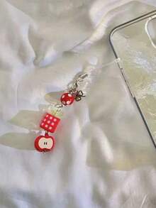 SHEIN Basic living 1 szt. Uroczy brelok do telefonu/torby w kształcie jabłka z napisem "Powodzenia", dekoracyjny wisiorek, uchwyt USB zapobiegający zgubieniu - Wielokolorowe - Zobacz 7
