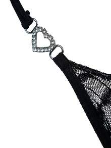 WENEZON 男士心形水钻装饰性感三角裤 - 黑色 - 查看 4