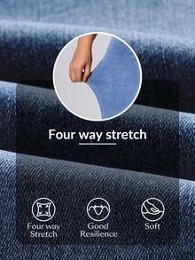 Flexra 大码柔软中蓝色水洗弹力直筒牛仔裤 - 中等水洗藍 - 查看 8