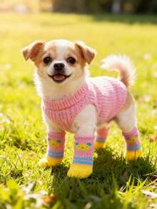 PETSIN 防滑底可爱小狗宠物针织袜可爱宠物时尚宠物狗袜猫狗玩具用品 - 彩色 - 查看 13