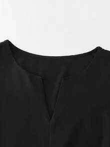 GlowEve CURVE 大码女装两件套，纯色背心和褶皱休闲裤，百搭 - 黑色 - 查看 7