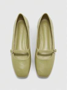 CUCCOO BIZCHIC Giày bệt mũi vuông đơn giản, màu trơn dành cho nữ - Màu xanh Bạc hà - Xem 2