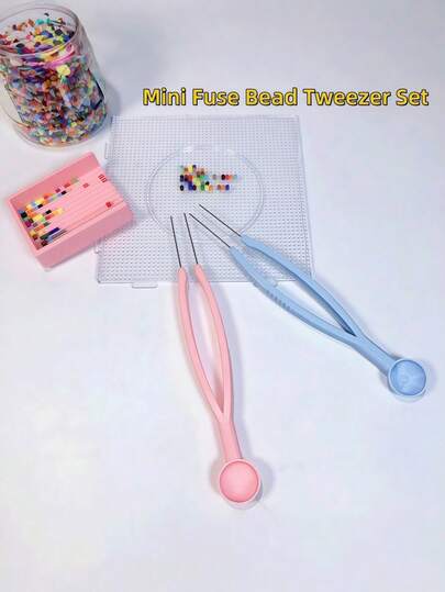 Mini Fuse Beads Tweezer Set, Beads Tweezer Fuse & Beads,Beading Supplies,Beading&Jewelry Making, Fuse Beads Pixel Puzzle Iron Melting Beads For DIY, DIY Craft Melting Beads For Jewelry Making, Pixel Art & Puzzles