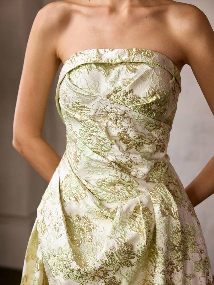 MOTF Soiréza WOMEN'S JACQUARD BANDEAU LONG DRESS