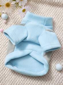 PETSIN 1件装宠物服装，加厚保暖内衬，防风透气，防静电，抗起球，弹力面料，易穿易洗，纯色经典设计，宠物衬衫打底衫，适合狗狗和猫咪穿着，适合圣诞节、宠物爱好者家庭聚会、日常散步、室内休闲、秋冬季宠物必备，舒适宠物外套，宠物服装，适合小型和中型宠物。 - 藍色 - 查看 3
