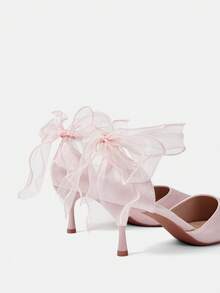 CUCCOO HITCHD 女士尖头蝴蝶结装饰优雅时尚高跟鞋，适合日常穿着 - 淺粉色 - 查看 6