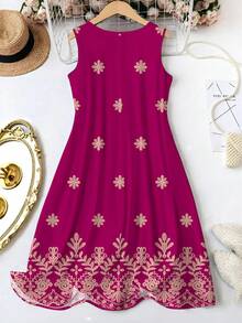 EMERY ROSE 复古印花无袖圆领及膝修身A字连衣裙，休闲黑色印花吊带裙，夏季女装，沙滩装 - 彩色 - 查看 2