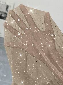 Reflora Áo khoác lưới bạc ánh kim thời trang cỡ lớn dành cho người đi làm - Màu be - Xem 3