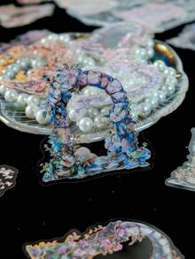 30 szt./zestaw naklejek na framugę drzwi Flower Manor – wzór retro kwiatowy, materiał do samodzielnego pisania w dzienniku – tłoczenie laserowe na gorąco - Wielokolorowe - Zobacz 7