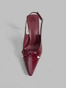 Ontre Tacones altos de punta cuadrada, sexy y de moda para mujer - Burdeos - Ver 5