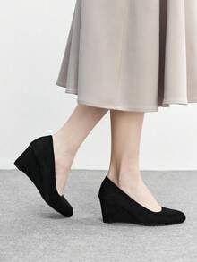 CUCCOO BIZCHIC Women's Black Classic & Minimalist Platform Heels - Black suede - View 7