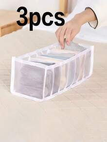 White Mesh Underwear Organizer Drawer Divider Multifunctional Closet Storage Box See Through Design Foldable Space Saving Solution - White - View 6