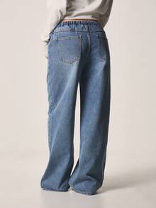 MISSGUIDED High Rise Elasticated Waist Wide Leg Denim Jeans With Medium Wash And Side Pockets For Casual Everyday Wear - Blue - View 2