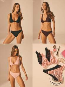 Aralina 3 Packs LUREX MESH V NECK G- STRING KNICKER SET