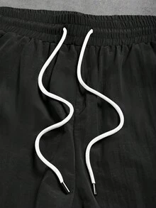 Sport MetroGents Men's Japanese Dragon Print Drawstring Waist Pocket Loose Fit Sweatpants Sweat Pants - Black - View 4