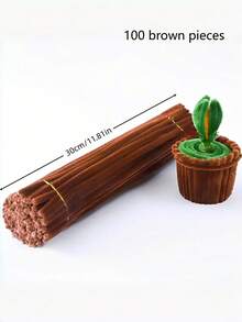 100/150/300 Pcs Ultra Dense Brown Chenille Stems Pipe Cleaners 3 Assorted Shades Light To Dark Brown Fuzzy Sticks For DIY Craft Art Projects Home Decor Modeling Supplies School Art Class Crafting Materials - one size fits all - View 2