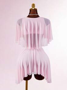 Amplova Đầm ngắn dáng lửng, eo xòe bất đối xứng, màu hồng xuyên thấu, mẫu mới năm 2026. - Hồng - Xem 14