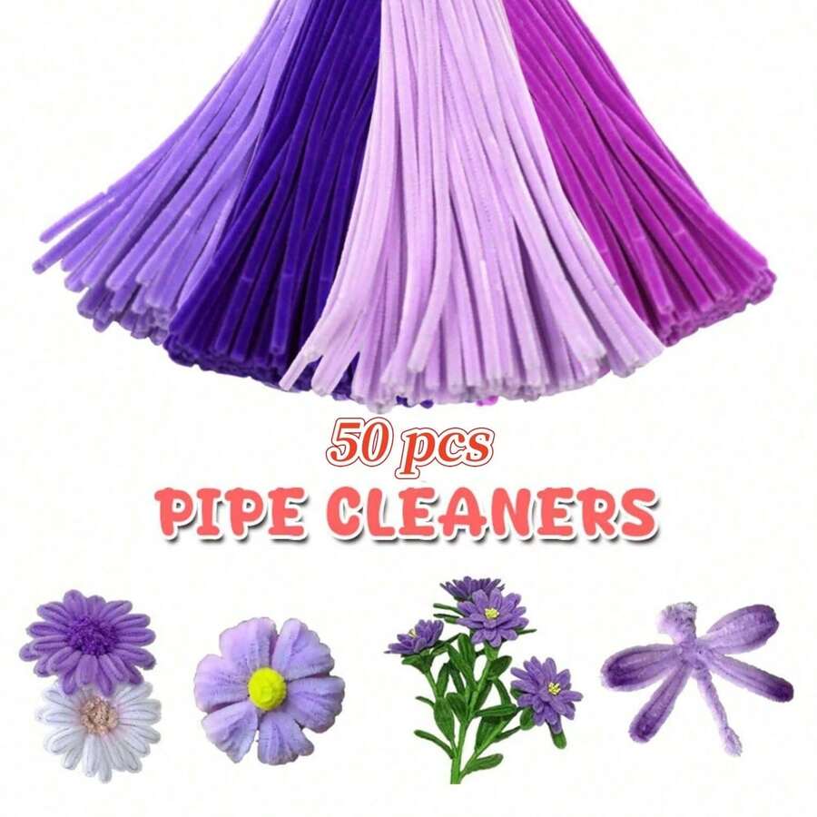 50/200/400 Stück gemischte lila Pfeifenreiniger, faltbare grüne Chenille-Stäbe Pfeifenreiniger, Weihnachts-Bastelutensilien für DIY-Basteleien und Reinigung, Bastelbedarf und Dekoration Chenille-Stiele