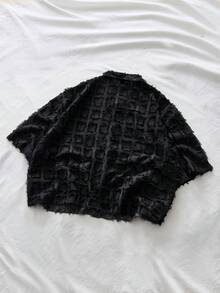 AXEPEAK Men's Plaid Patchwork Short Sleeve Single-Breasted Casual Shirt - Grey - View 2