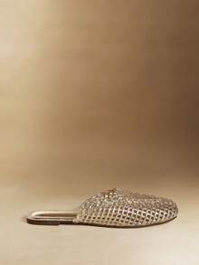 Rosivie Woven Hollow Breathable Closed Toe Semi-Slippers Women Wear New High-Grade Super-Fire Slippers In Summer. - Gold - View 2