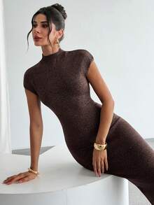 Firerie 优雅高领宽松休闲百搭无袖针织背心，适合外出、上学、秋冬季穿着。 - 棕色 - 查看 4