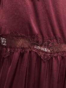Nöista Elegant Women's Burgundy Maxi Skirt With Delicate Lace Trim Detail And A Soft, Fluid Drape. Feminine And Romantic Silhouette With A Relaxed Fit, Perfect For Spring , Date Nights, Evening Looks, Spring Layering, And Special Occasions. - Red Violet - View 7