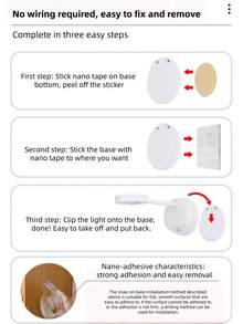 1pc Rechargeable, Wire-Free Indoor Wall Light, Spotlight, Table Lamp, Smart Led Motion Sensor Light, Picture Light Intelligent Human Body Sensor, Automatically Turns Lights On And Off - White - View 7