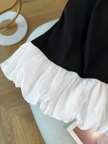 GlowEve CURVE 大码女式复古刺绣拼接亚麻混纺圆领纽扣衬衫，春夏款 - 黑色 - 查看 6