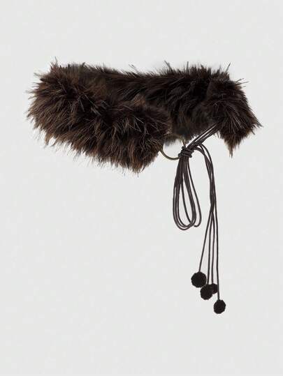 J-Fashion 1 pezzo Accessorio per vestiti/jeans da donna con stampa leopardata, decorazione in pelliccia, frange e laccio in vita, versatile per uso quotidiano