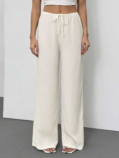SHEIN Tall Women Solid Color Casual Trousers, Fashionable For Daily Wear