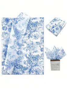 一套大型复古花卉艺术包装纸花束包装单枝花袋母亲节情人节婚礼摄影道具美学工艺花卉布置礼品装饰 - 彩色 - 查看 4