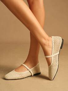 Rosivie Giày nữ kiểu Pháp thanh lịch, giày đế bằng cho nữ, chất liệu lưới thoáng khí, không gây bí chân, thoải mái thường ngày, phù hợp cho tiệc trà chiều, du lịch. - Màu be - Xem 5