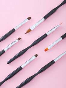 10支装黑色细腰美甲笔套装，适用于凝胶指甲油、水晶雕刻和美甲制作 - 黑色 - 查看 4