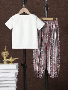 SHEIN Patchwork Print Sleeveless Vest & Pants Set,Summer,Matching,Family Vacation,Holiday Outfit - Multicolor - View 7