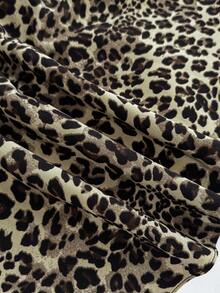 Tween Girls Leopard Print Tube Top Camisole & High Waist Layered Ruffle Hem Cake Skirt 2 Piece Outfit, Casual Vacation Wear - Rust Brown - View 6