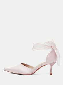 CUCCOO HITCHD 女士尖头蝴蝶结装饰优雅时尚高跟鞋，适合日常穿着 - 淺粉色 - 查看 4