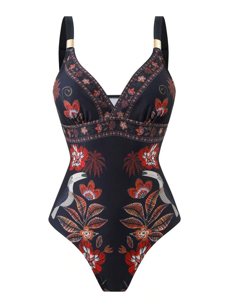 Swim Oasis 2026 New Spring/Summer Women 2pcs Set Printed Swimsuit & Mesh Maxi Dress Beach Resort Casual Swimwear Set - Multicolor - View 3