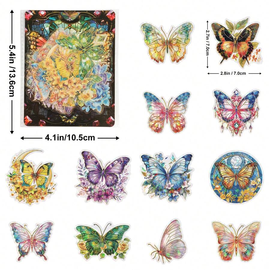 30张防水PET金箔和金属箔复古花叶儿童日记Kpop小卡贴纸 - 彩色 - 查看 1