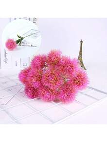 30片人造蒲公英叶塑料花，浪漫人造花塑料中心花束，适用于婚礼、房间、家居装饰、酒店派对活动、新年礼物、手持花艺摆件、情人节婚礼/家居/卧室/客厅/餐桌装饰/新娘捧花/户外花园 - 玫紅色 - 查看 4