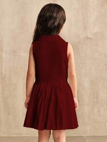 Elladie kids Young Girls Sleeveless Top & Pleated Skirt T-Shirt Set, Suitable For School, Outings And Other Occasions - Burgundy - View 2