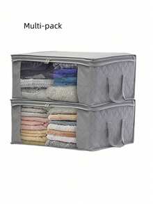 Multi Pack Storage Boxes: Convenient And Elegan Foldable Closet Organizer With Handle, Thick Fabric, Suitable For Clothes, Blankets, Comforters, Sheets, Pillows, And Toys , Duvet, Mothproof Space Saver; Decorations Decor Festival Decor Room Decor Home Decor Decor Bedroom Decor - Grey - View 8