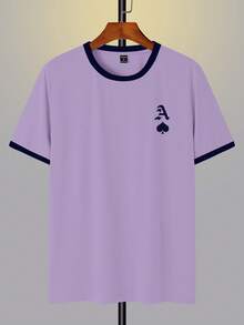 Claim Dot 男士撞色滚边扑克印花圆领短袖T恤 - 彩色 - 查看 3