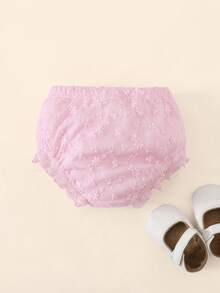 Souflis Souflis 女婴白色蕾丝荷叶边灯笼裤，女婴短裤，白色婴儿短裤，婴儿内裤，适合搭配各种服装、连衣裙、生日装束 - 粉色 - 查看 2