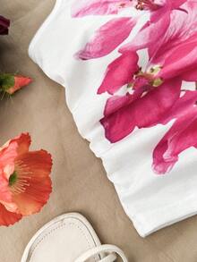 少女碎花吊带背心，百搭白色吊带衫，适合度假、休闲、约会、海滩、春夏、叠穿 - 白色 - 查看 4