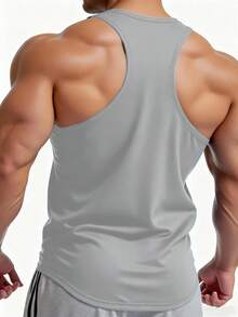 GymBeat 男士公牛印花休闲健身无袖背心 - 灰色 - 查看 2