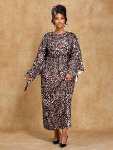 Brilight Váy họa tiết da báo thời trang dự tiệc - màu nâu - Xem 4