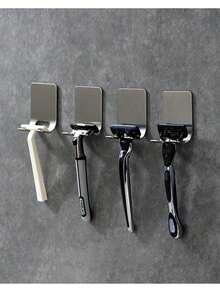 1/3/6-Piece Set Self-Adhesive Hook Wall Stickers, Coat Key Towel Bag Hat Hooks, Home Accessories Storage - Square bottom double hook - View 4