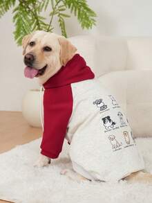 Pet Clothing, Dog Clothing, Large Dog Clothing, Dog Contrasting Clothing, Dog Thick Hoodie, Cat Clothing Suitable For Dogs Weighing 10 Pounds To 100 Pounds - Red - View 14