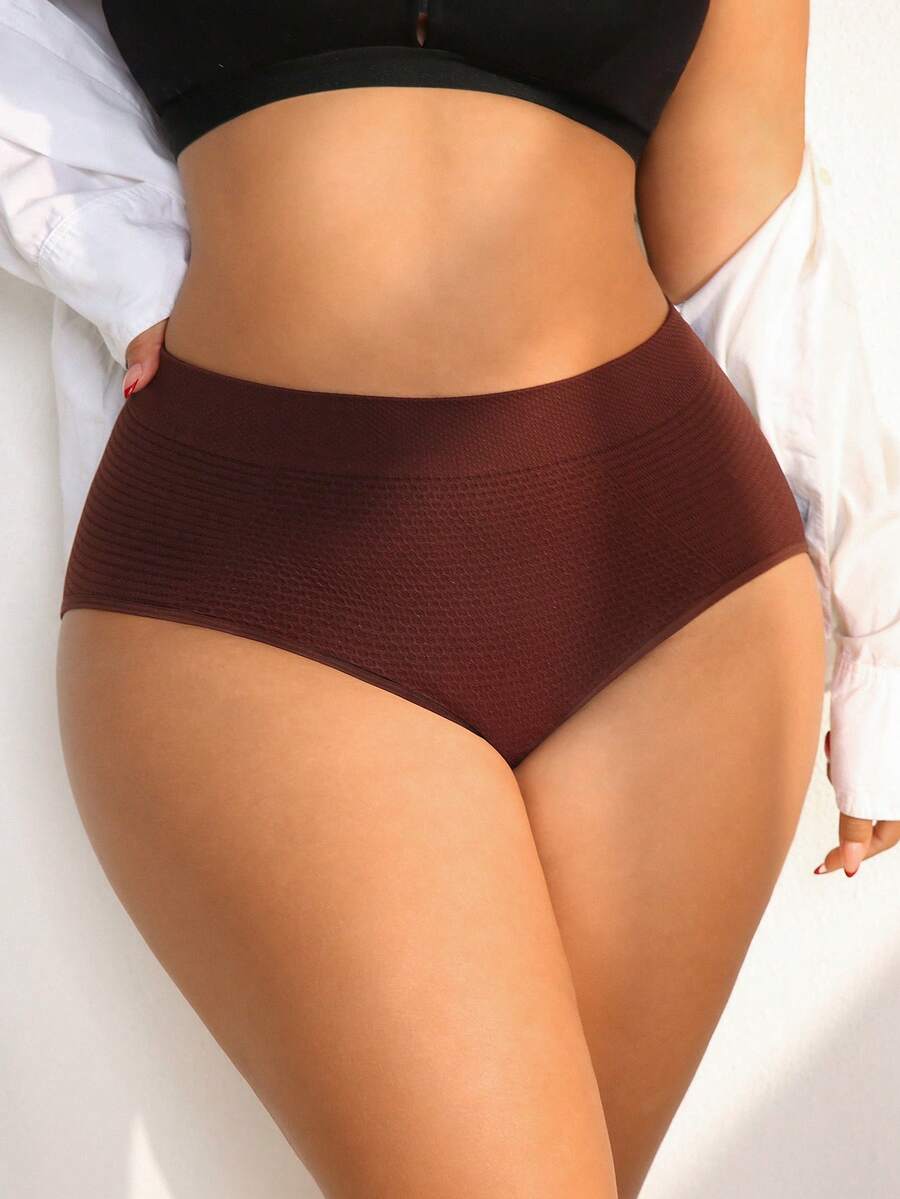 NudeFit 1pc Seamless Plus Size Butt Lifting Women Underwear - Coffee Brown - View 1