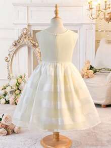 SHEIN Đầm không tay cổ tròn thanh lịch, thời trang dành cho bé gái tuổi teen - trắng - Xem 11